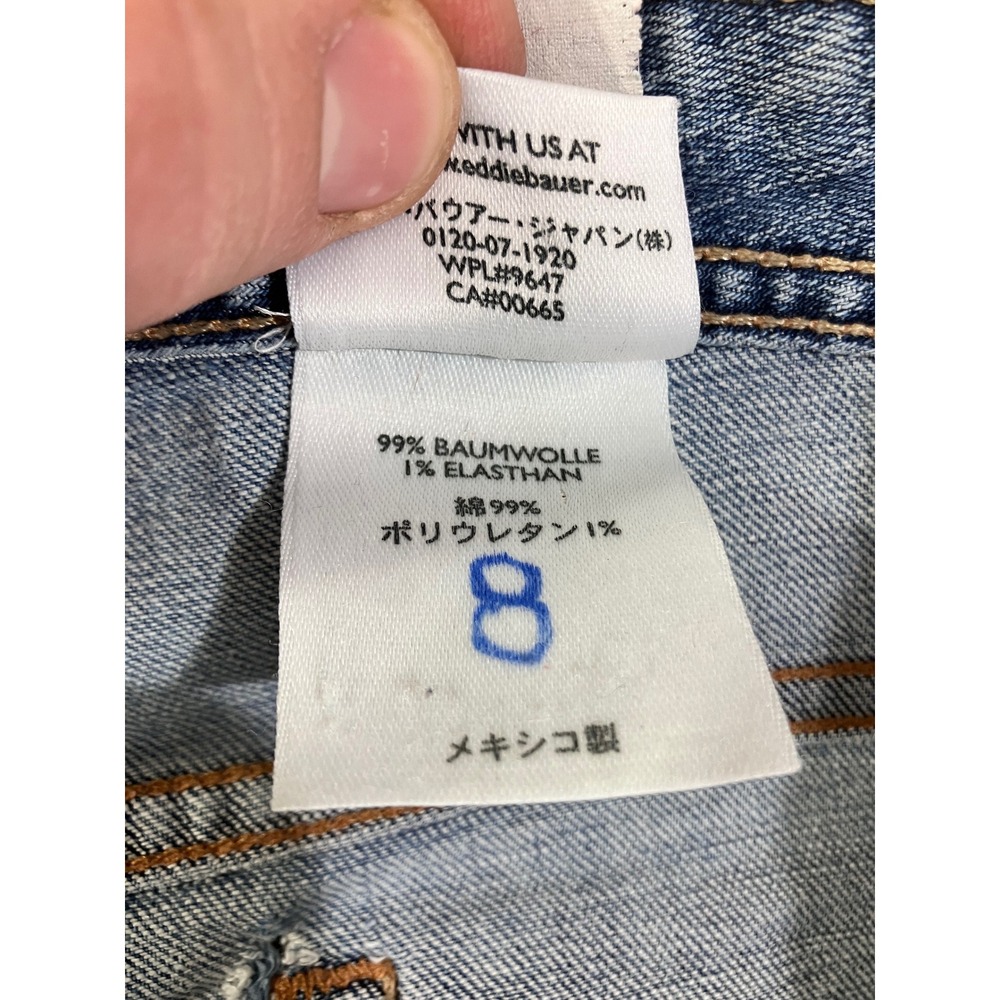 Eddie Bauer Womens Straight Leg Jeans Medium Wash Blue Stretch Denim Sz 8 Hemmed - Picture 5 of 14